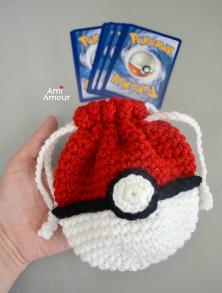 Crochet Pokeball Drawstring Bag: A Fun & Easy Crochet Project