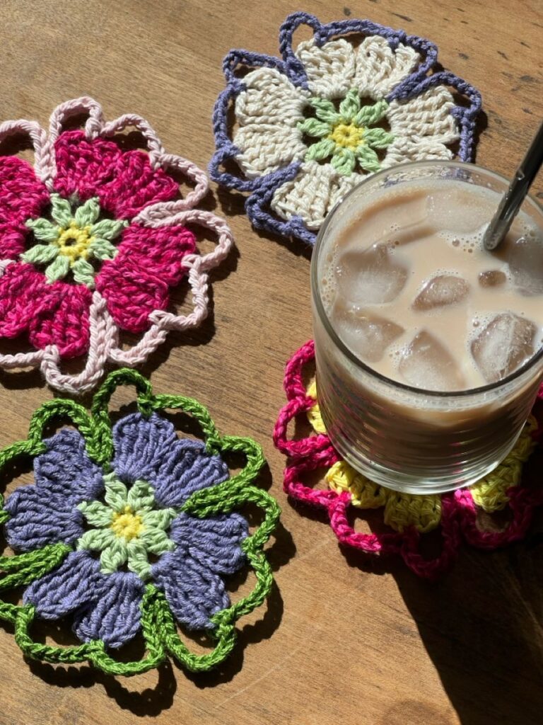 Crochet Flower Coaster: A Colorful Handmade Floral Project