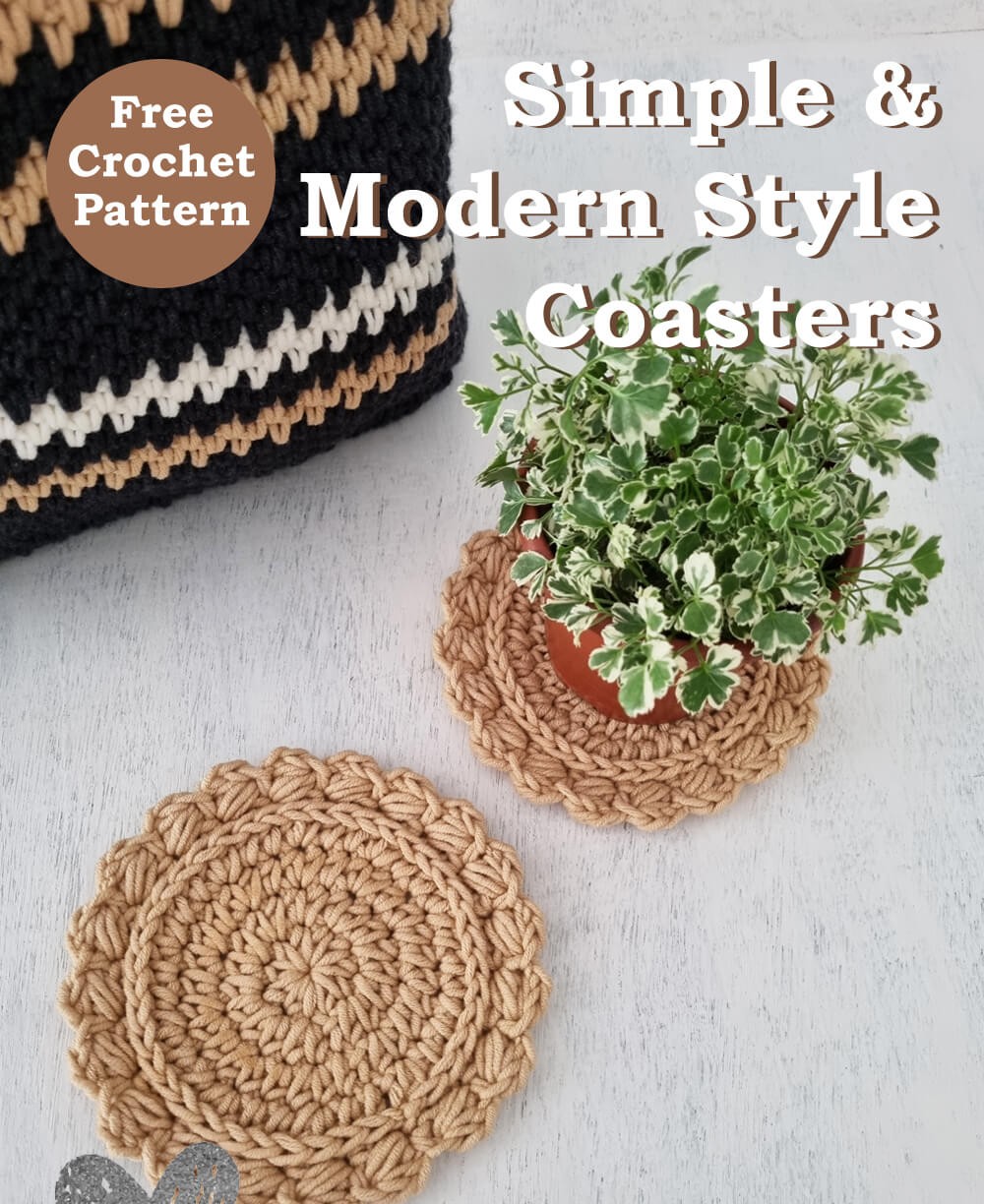 Set of handmade modern crochet coasters for home decor