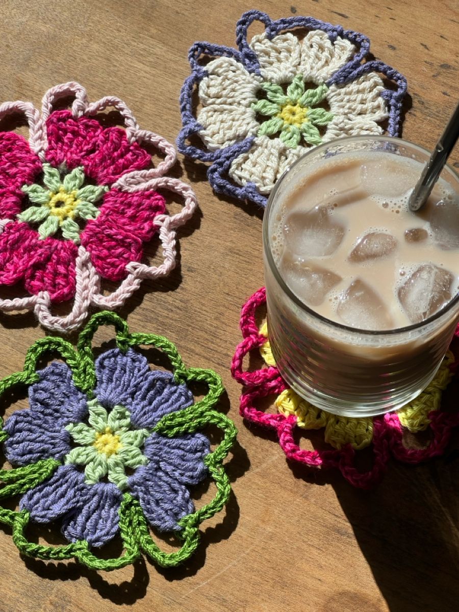Crochet Flower Coaster: A Colorful Handmade Floral Project