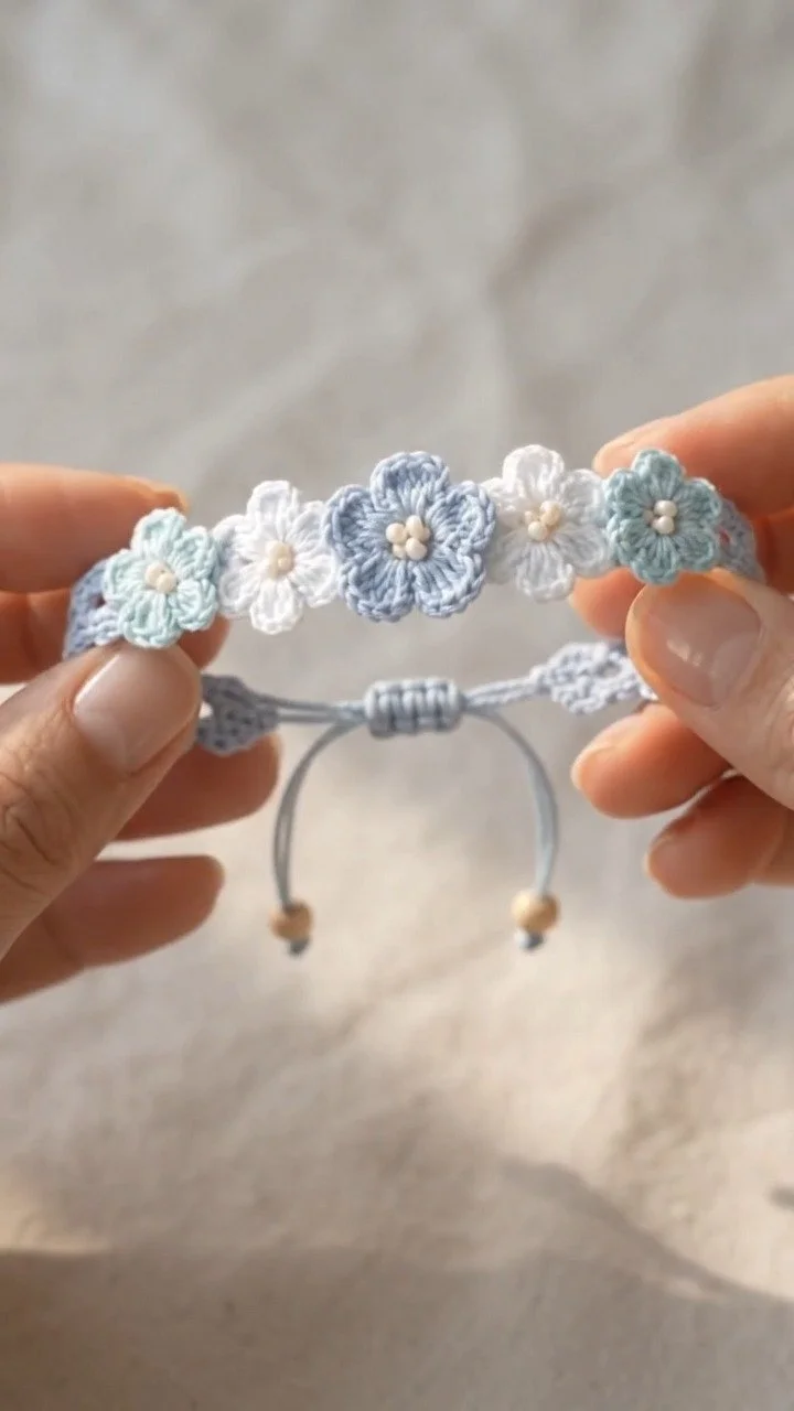 Colorful crochet bracelets showcasing various shades and designs