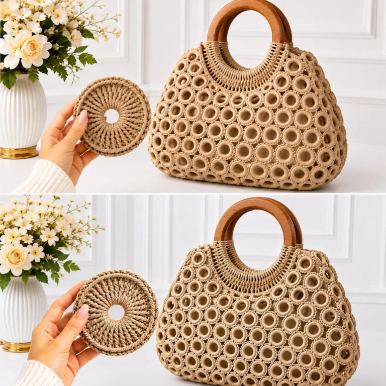 Crochet Ring-Motif Bag featuring stylish ring details and vibrant colors